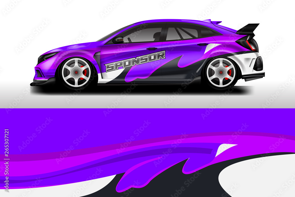 Wrap livery decal car vector , supercar, rally, drift . Graphic abstract stripe racing background . 