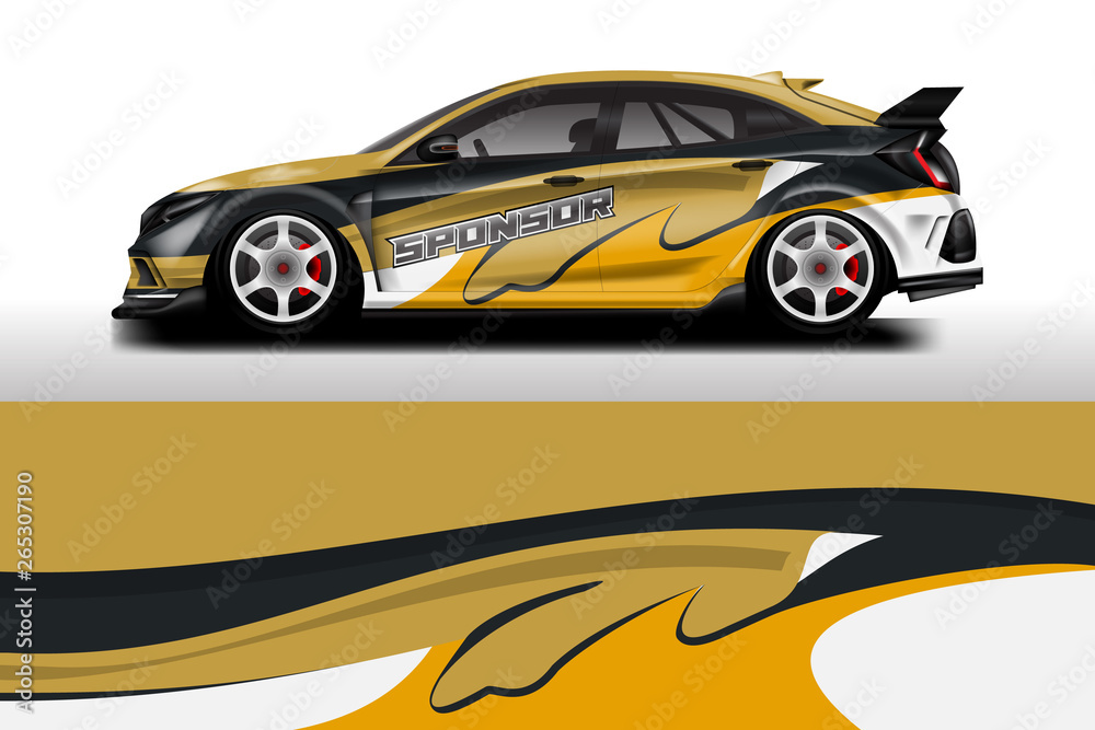 Wrap livery decal car vector , supercar, rally, drift . Graphic abstract stripe racing background . 