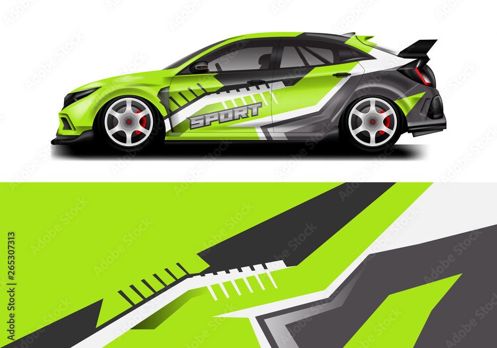 Wrap livery decal car vector , supercar, rally, drift . Graphic abstract stripe racing background . 