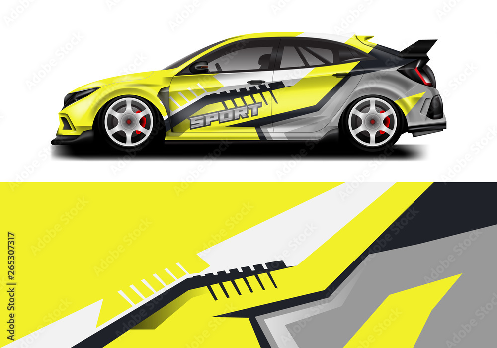 Wrap livery decal car vector , supercar, rally, drift . Graphic abstract stripe racing background . 