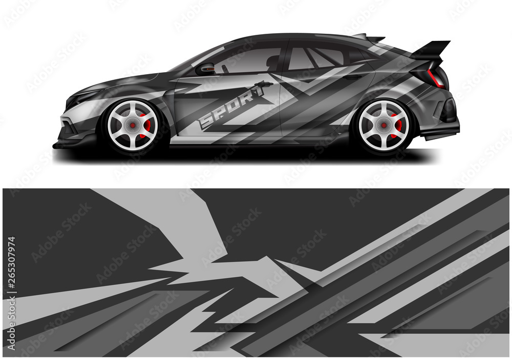 Wrap livery decal car vector , supercar, rally, drift . Graphic abstract stripe racing background . 