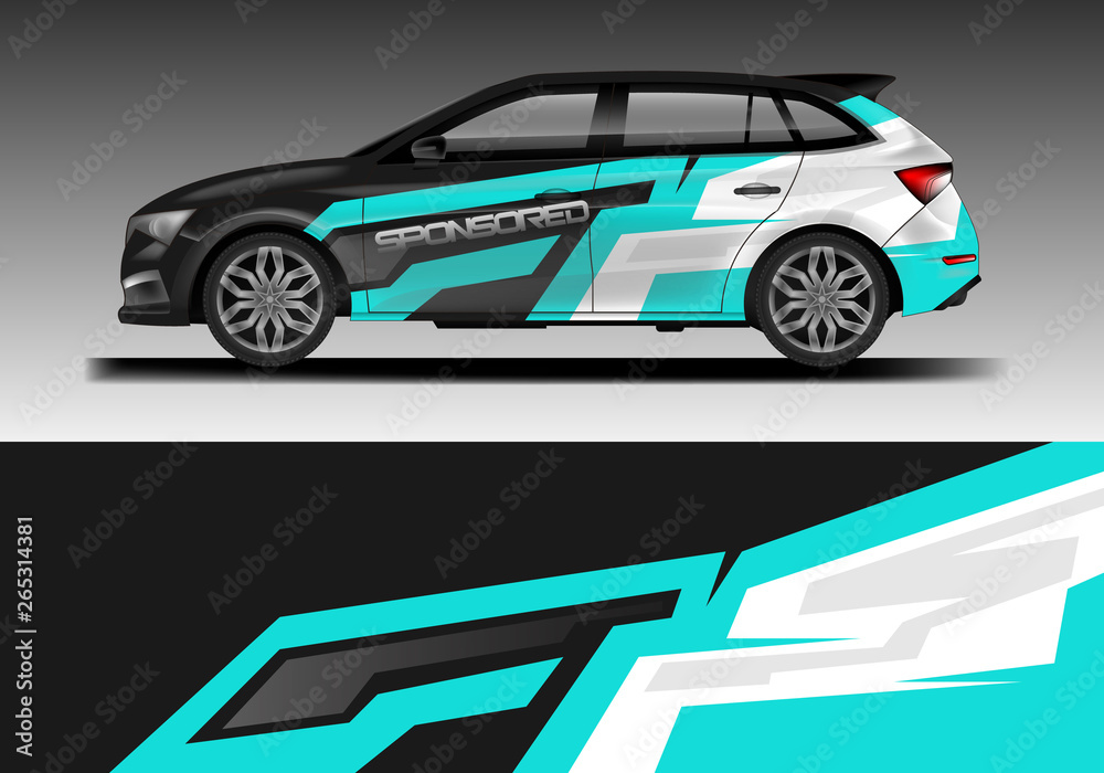 Car decal van wrap design vector. Graphic company background designs . Van, bus, truck, wrap design.