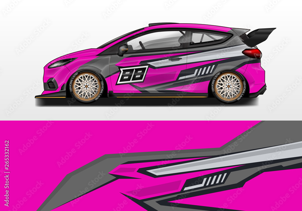 Car wrap vector , supercar, rally, drift . Graphic abstract stripe racing background 