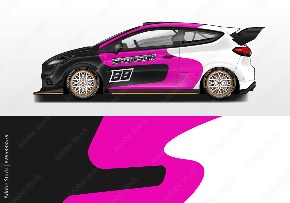 Car wrap vector , supercar, rally, drift . Graphic abstract stripe racing background 