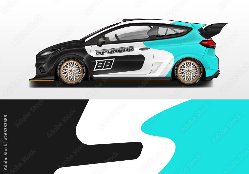 Car wrap vector , supercar, rally, drift . Graphic abstract stripe racing background 