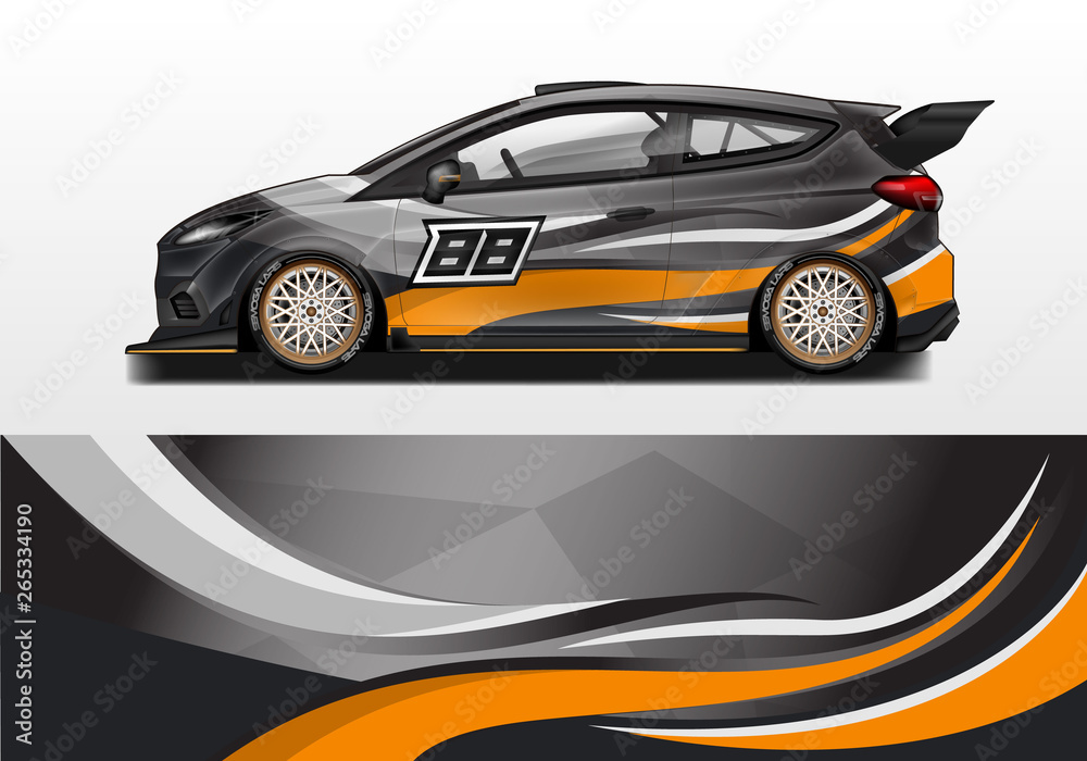 Car wrap vector , supercar, rally, drift . Graphic abstract stripe racing background 