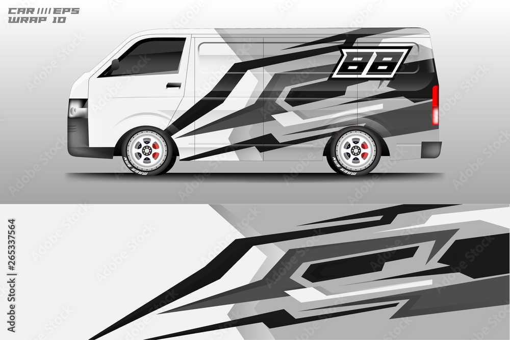 Van wrap design. Wrap, sticker and decal design for company. Vector format 