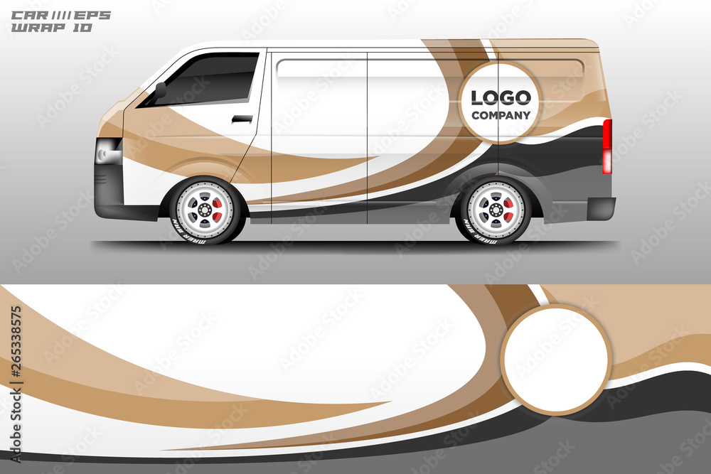 Van decal cargo and car wrap vector . Graphic abstract background livery 