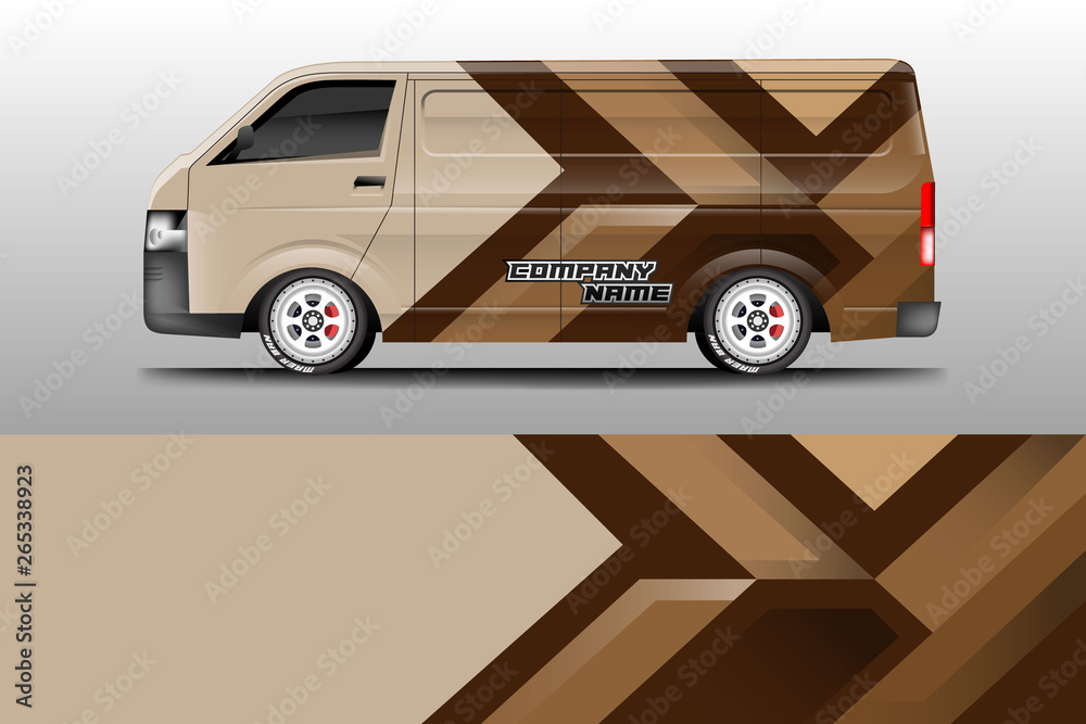 Van decal cargo and car wrap vector . Graphic abstract background livery 