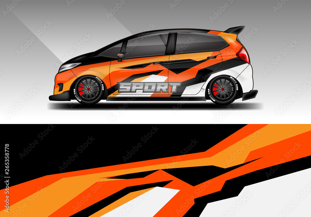 Car wrap decal design vector. Graphic abstract background kit designs for vehicle