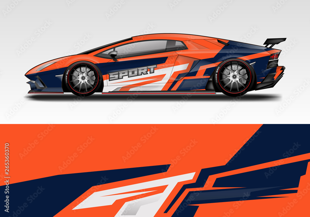 Racing car wrap design. Sport car. abstract background with vector.