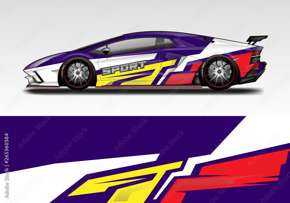 Racing car wrap design. Sport car. abstract background with vector.