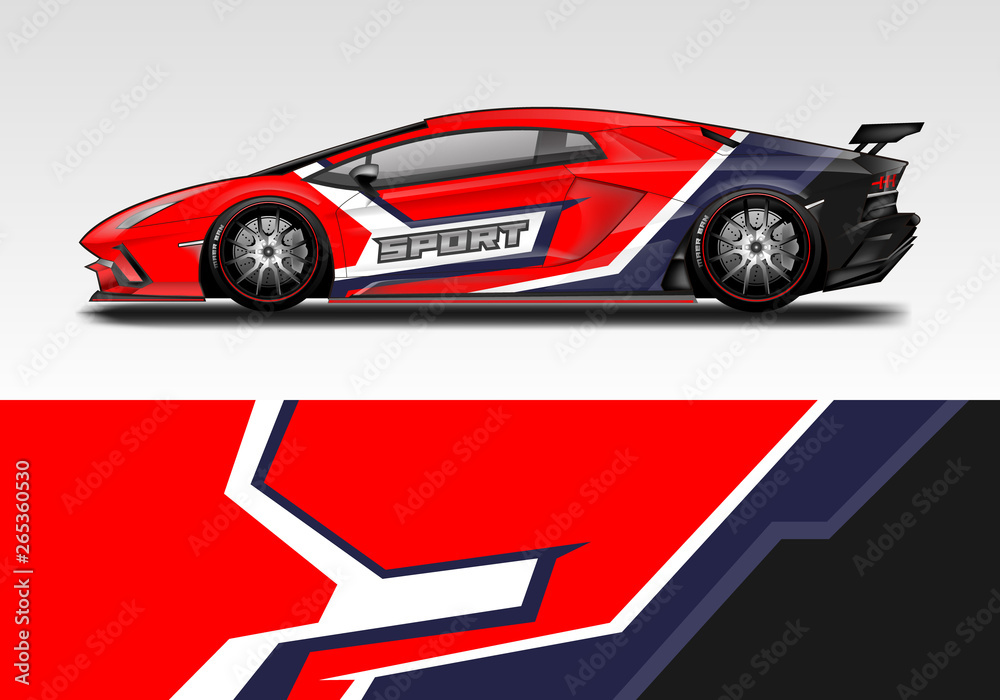 Racing car wrap design. Sport car. abstract background with vector.