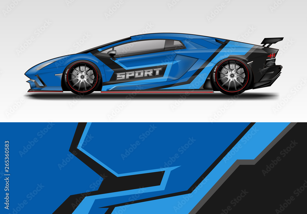 Racing car wrap design. Sport car. abstract background with vector.