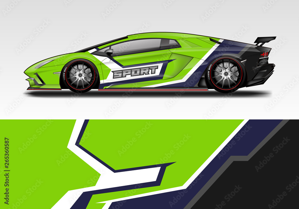 Racing car wrap design. Sport car. abstract background with vector.