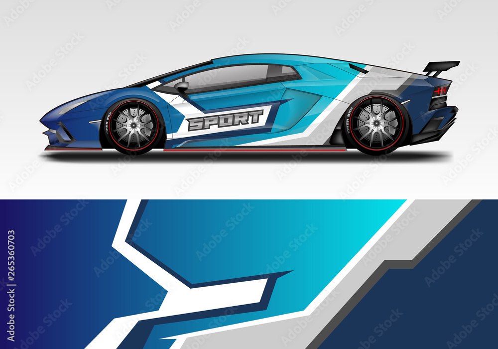 Racing car wrap design. Sport car. abstract background with vector.