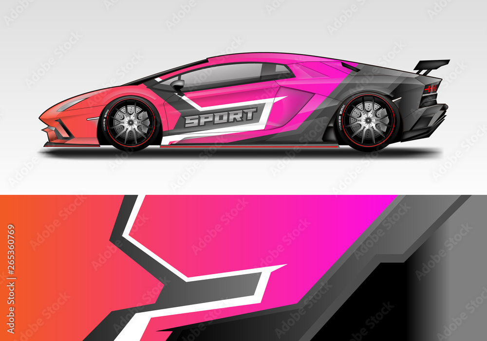 Racing car wrap design. Sport car. abstract background with vector.