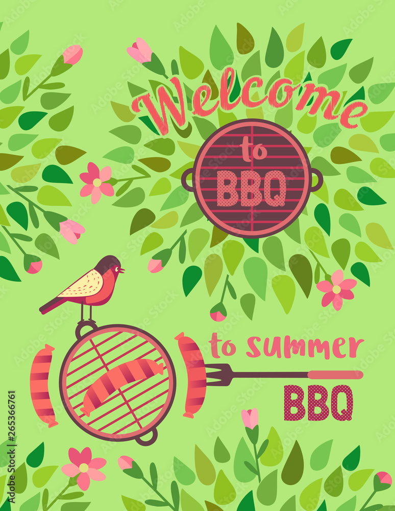 Summer barbecue picnic vector poster