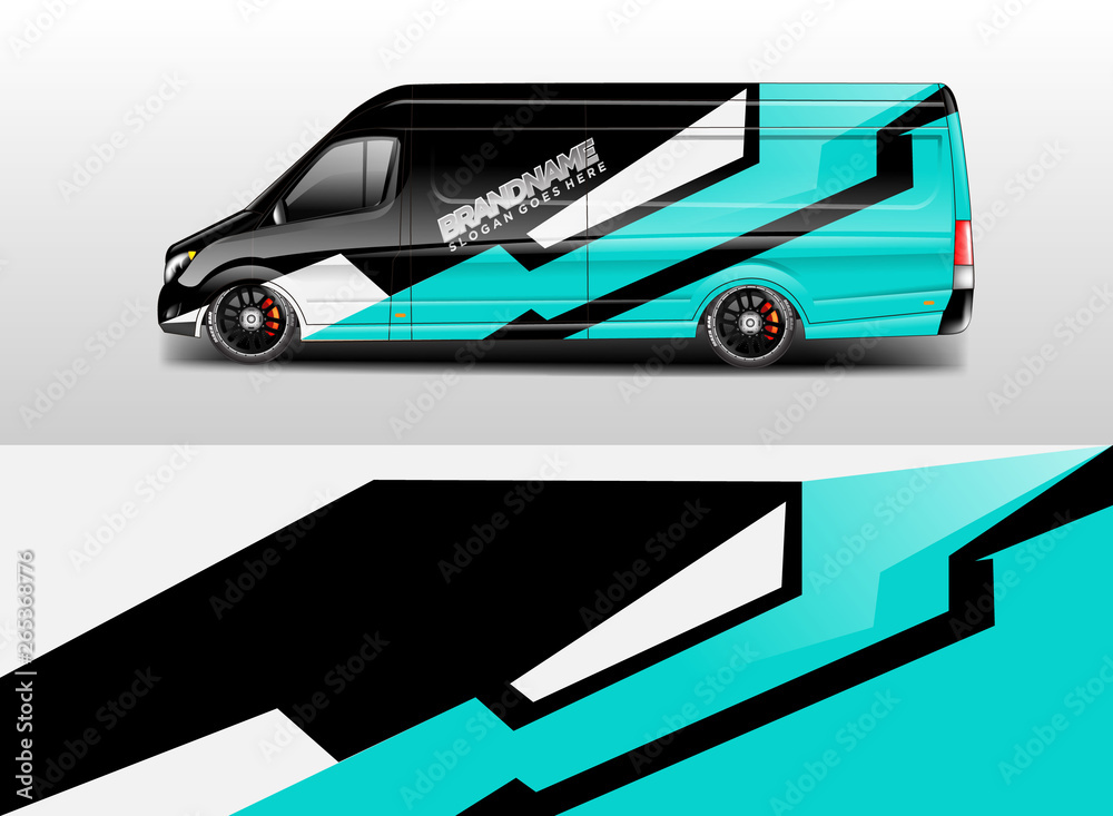 Van wrap design. Wrap, sticker and decal design for company. Vector format