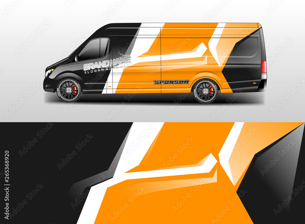 Van wrap design. Wrap, sticker and decal design for company. Vector format