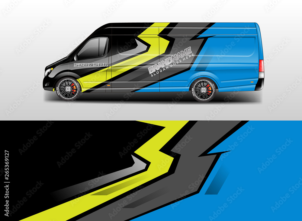 Van wrap design. Wrap, sticker and decal design for company. Vector format