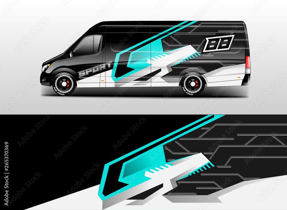 Van wrap design. Wrap, sticker and decal design for company. Vector format