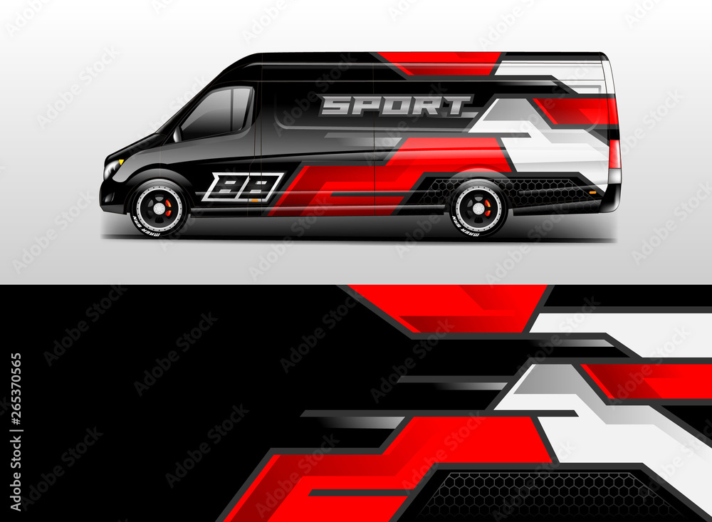 Van wrap design. Wrap, sticker and decal design for company. Vector format