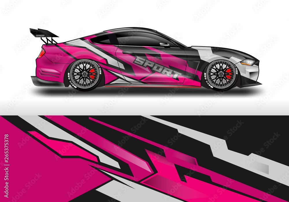 Livery decal car vector , supercar, rally, drift . Graphic abstract stripe racing background . 