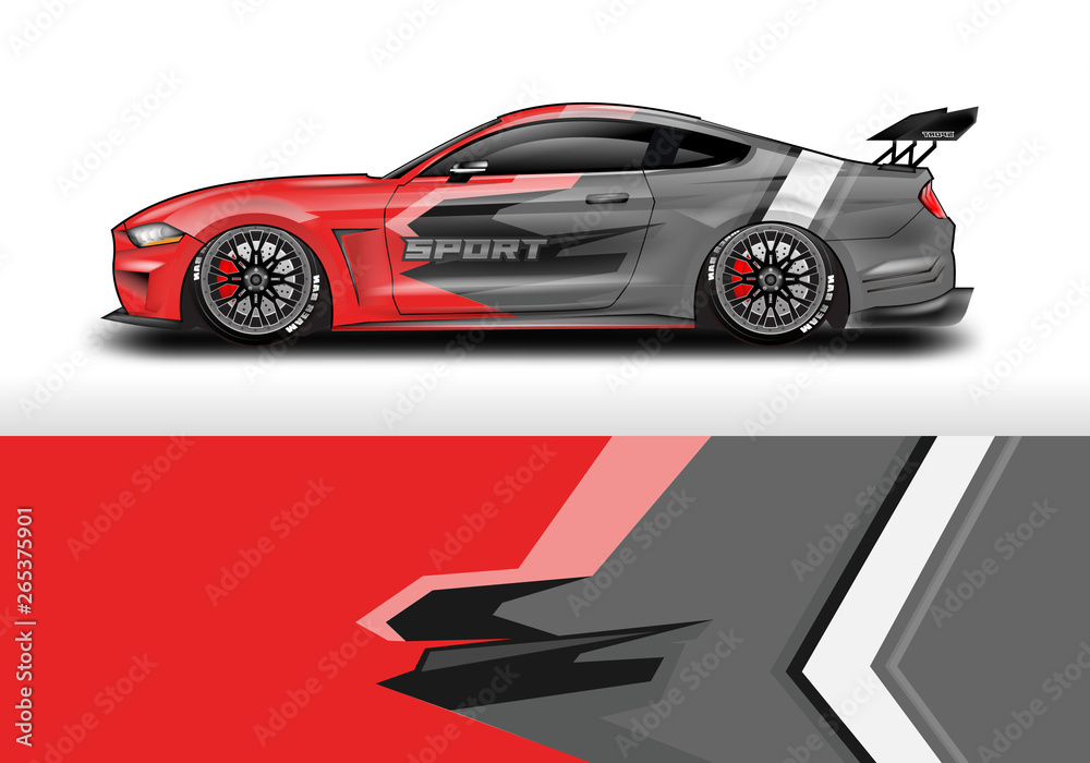 Livery decal car vector , supercar, rally, drift . Graphic abstract stripe racing background . 