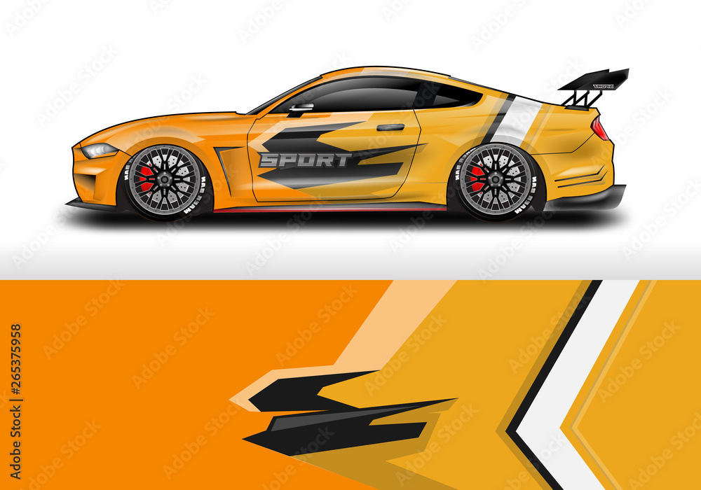 Livery decal car vector , supercar, rally, drift . Graphic abstract stripe racing background . 