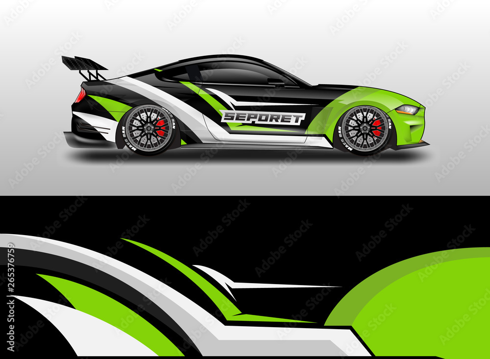 Livery decal car vector , supercar, rally, drift . Graphic abstract stripe racing background . 