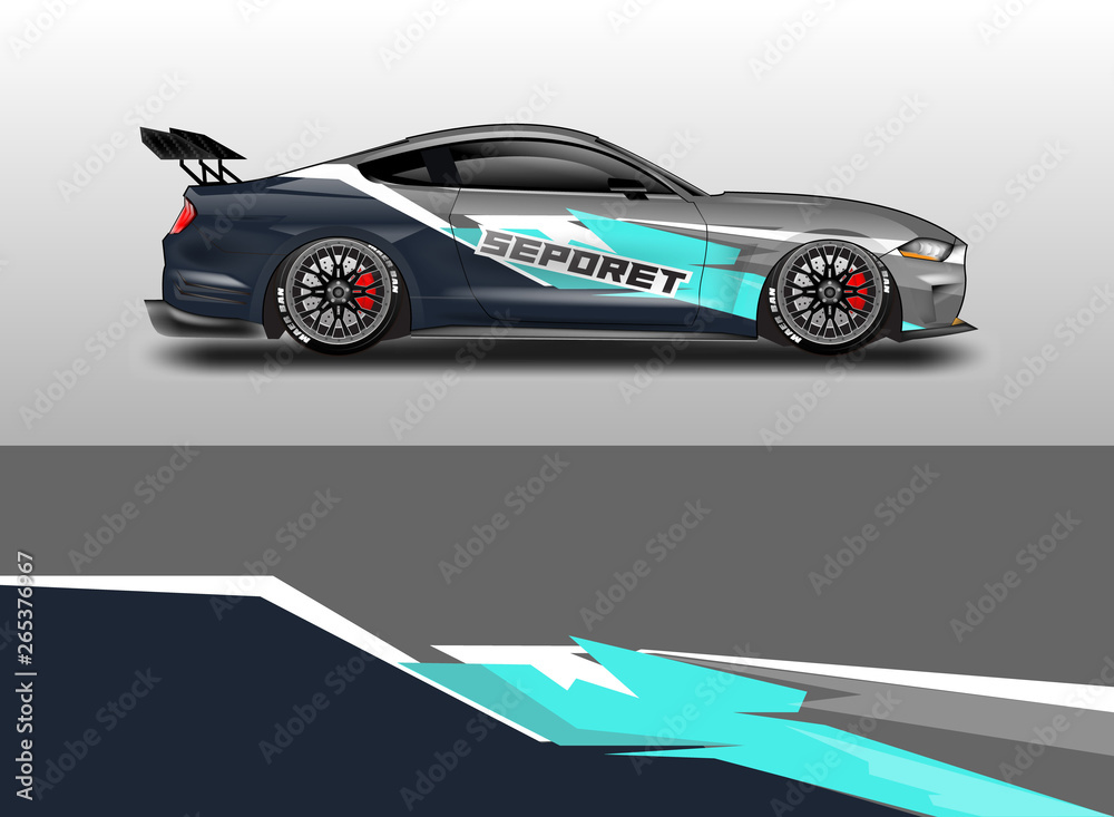 Livery decal car vector , supercar, rally, drift . Graphic abstract stripe racing background . 