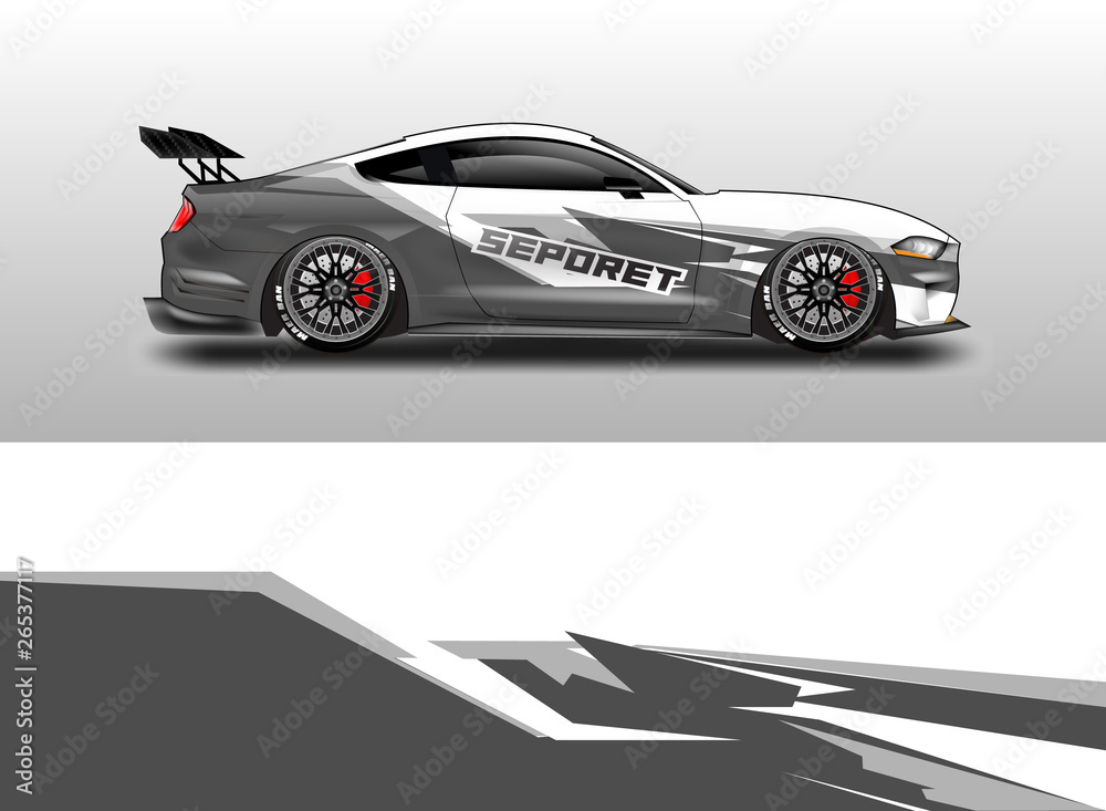 Livery decal car vector , supercar, rally, drift . Graphic abstract stripe racing background . 