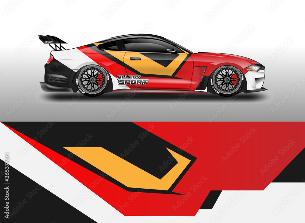 Livery decal car vector , supercar, rally, drift . Graphic abstract stripe racing background . 