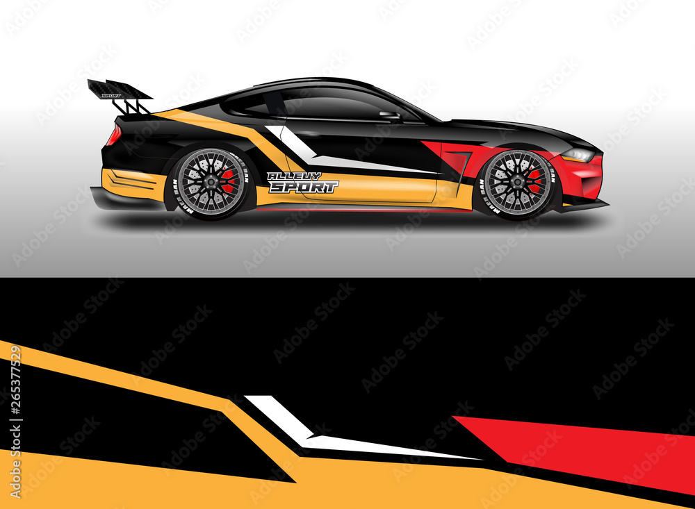 Livery decal car vector , supercar, rally, drift . Graphic abstract stripe racing background . 