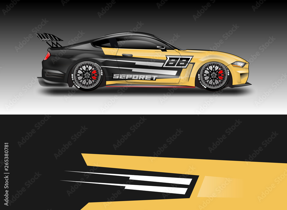 Livery decal car vector , supercar, rally, drift . Graphic abstract stripe racing background . File 