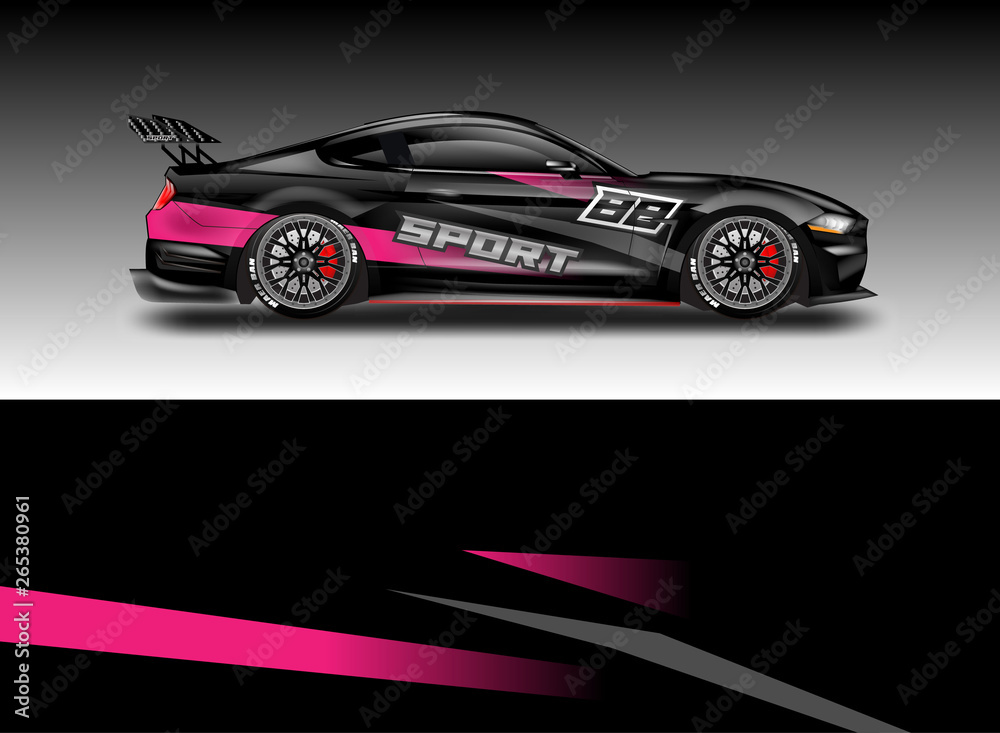 Livery decal car vector , supercar, rally, drift . Graphic abstract stripe racing background . File 