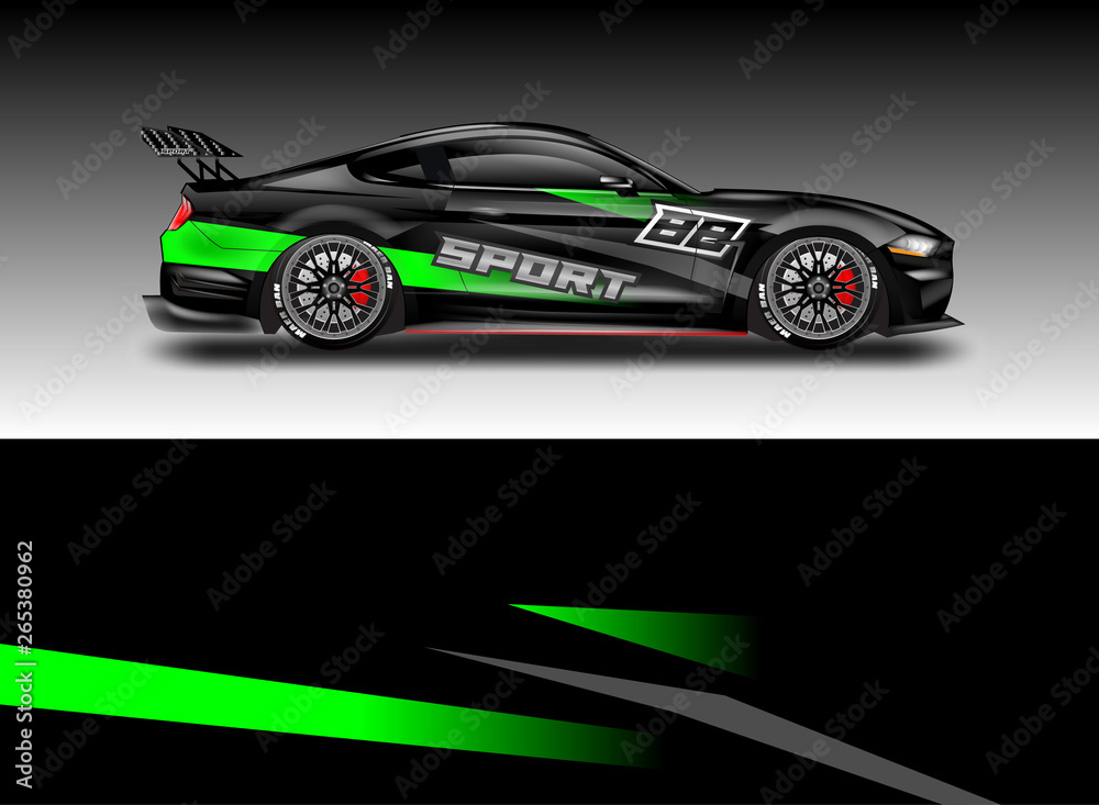 Livery decal car vector , supercar, rally, drift . Graphic abstract stripe racing background . File 