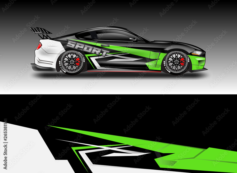 Livery decal car vector , supercar, rally, drift . Graphic abstract stripe racing background . File 