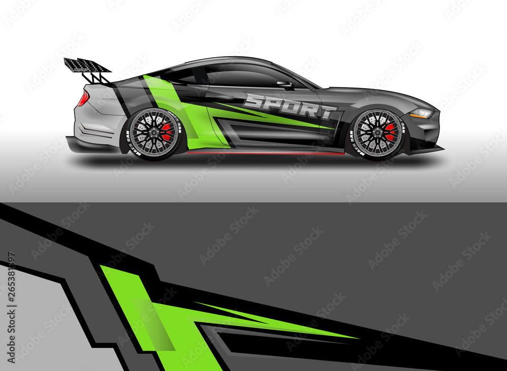 Livery decal car vector , supercar, rally, drift . Graphic abstract stripe racing background . File 