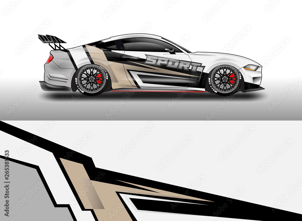 Livery decal car vector , supercar, rally, drift . Graphic abstract stripe racing background . File 