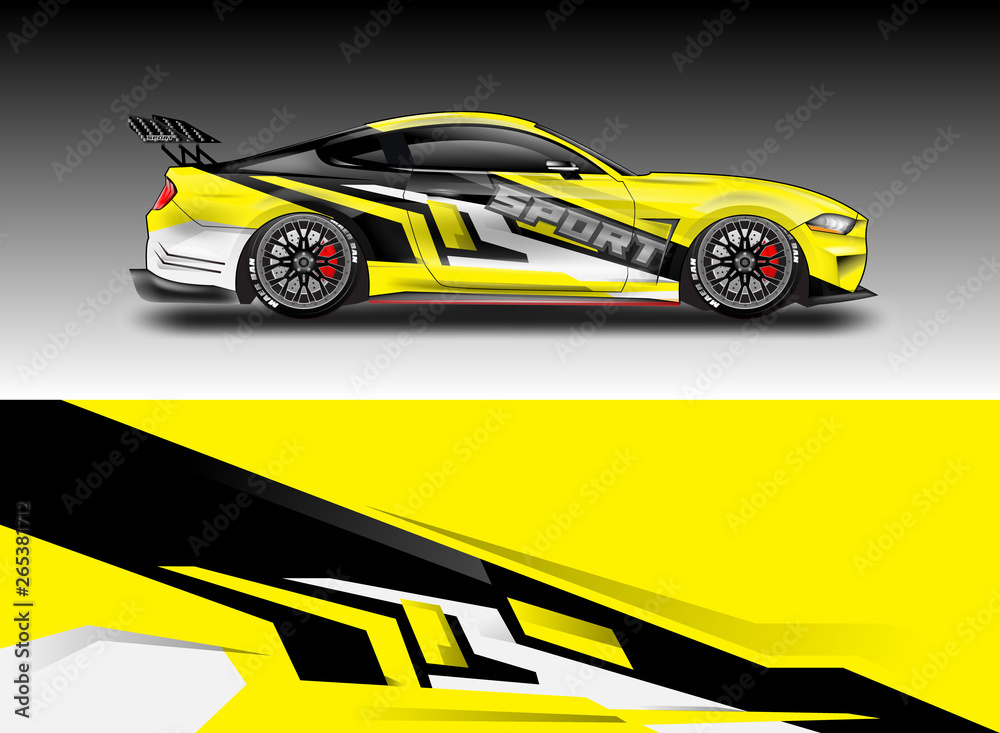 Livery decal car vector , supercar, rally, drift . Graphic abstract stripe racing background . File 