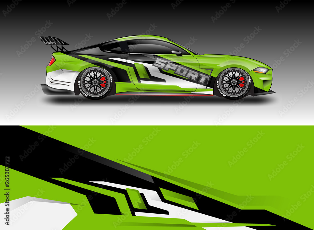 Livery decal car vector , supercar, rally, drift . Graphic abstract stripe racing background . File 