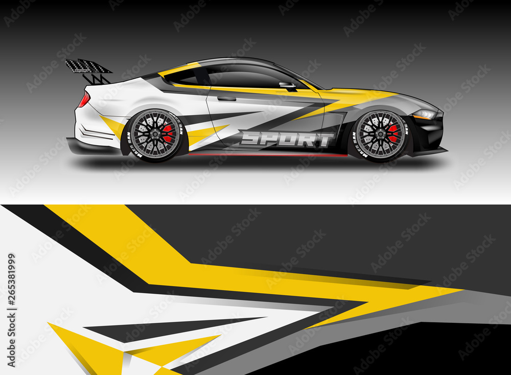 Livery decal car vector , supercar, rally, drift . Graphic abstract stripe racing background . File 