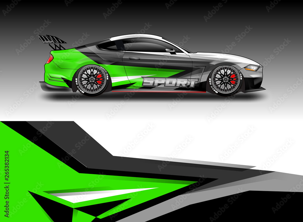 Livery decal car vector , supercar, rally, drift . Graphic abstract stripe racing background . File 