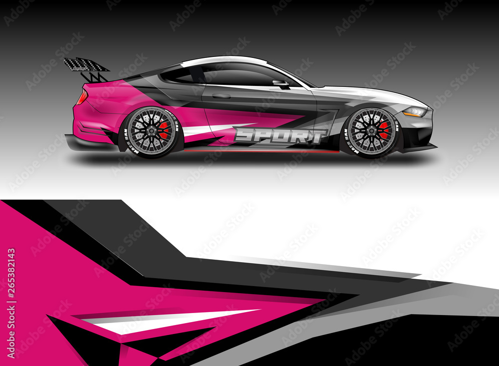 Livery decal car vector , supercar, rally, drift . Graphic abstract stripe racing background . File 