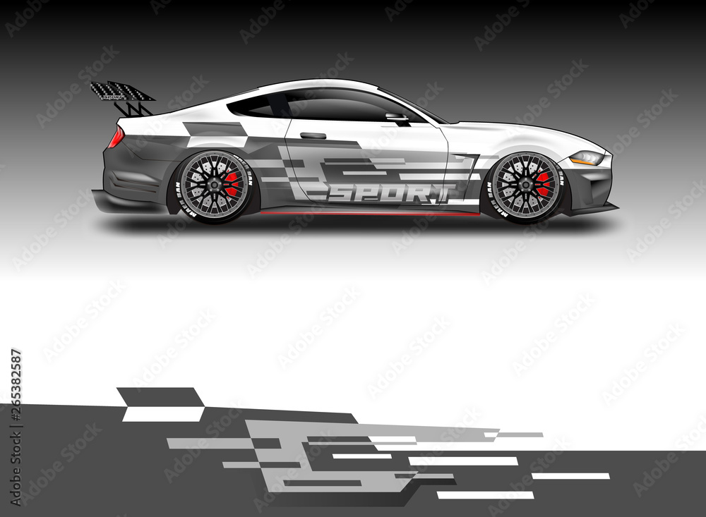 Livery decal car vector , supercar, rally, drift . Graphic abstract stripe racing background . File 