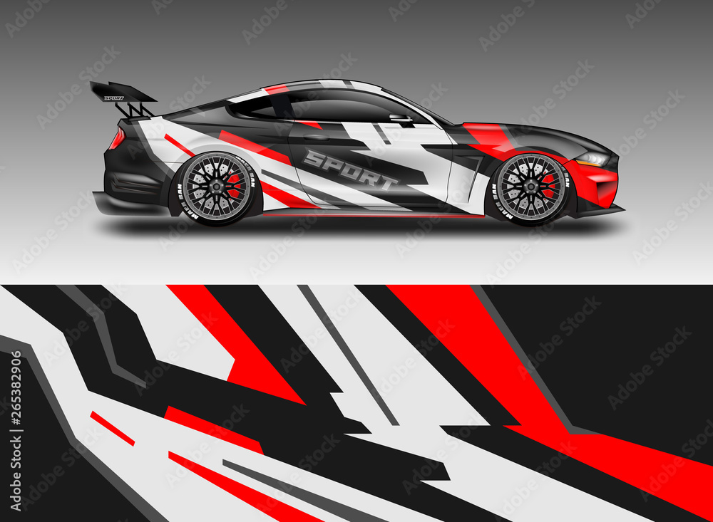 Livery decal car vector , supercar, rally, drift . Graphic abstract stripe racing background . File 