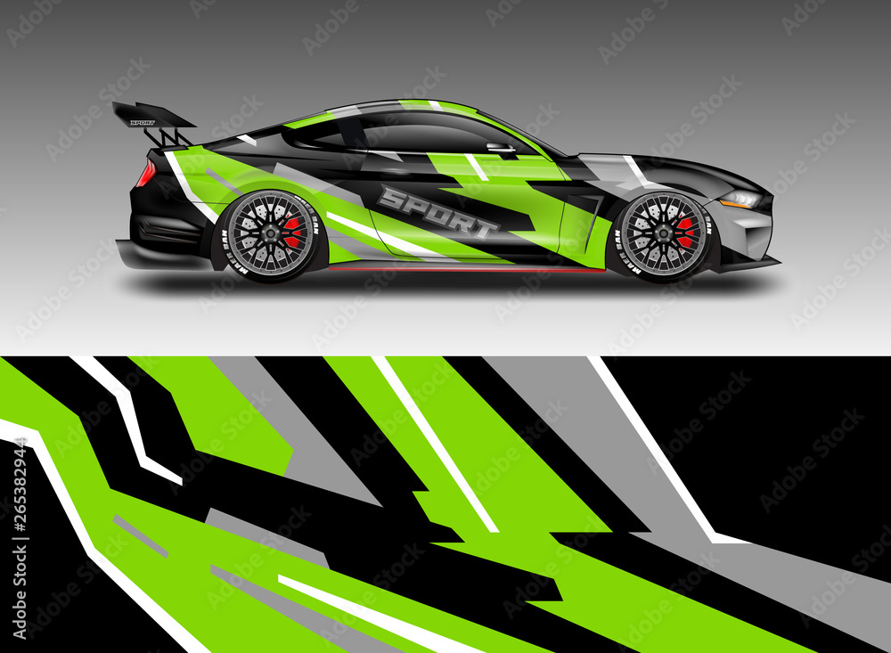 Livery decal car vector , supercar, rally, drift . Graphic abstract stripe racing background . File 