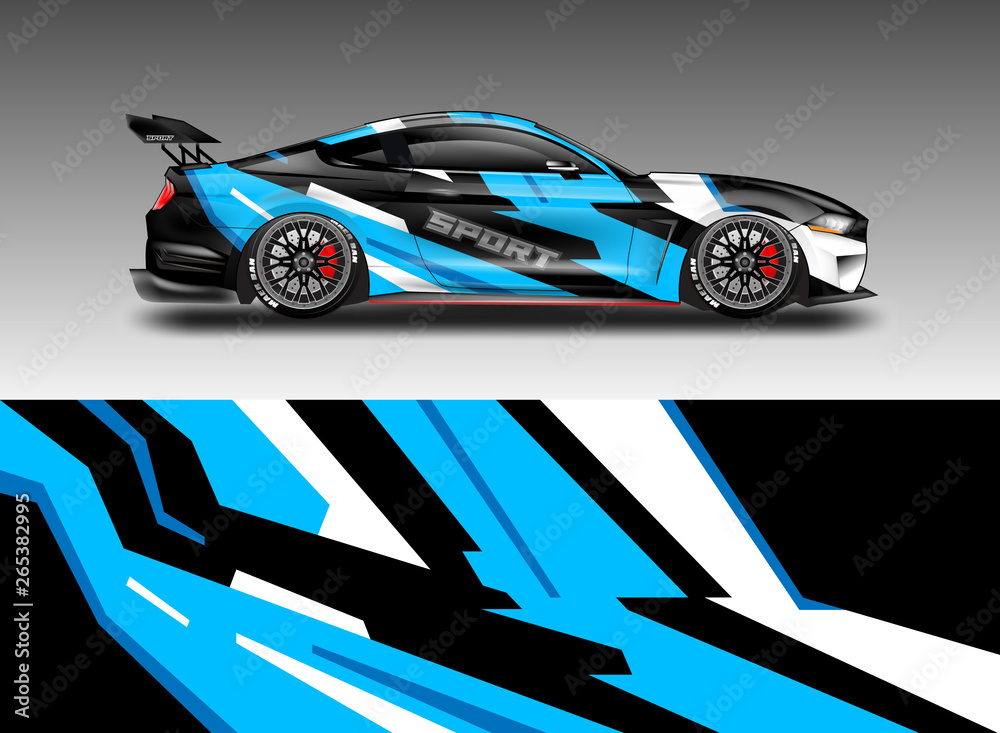 Livery decal car vector , supercar, rally, drift . Graphic abstract stripe racing background . File 